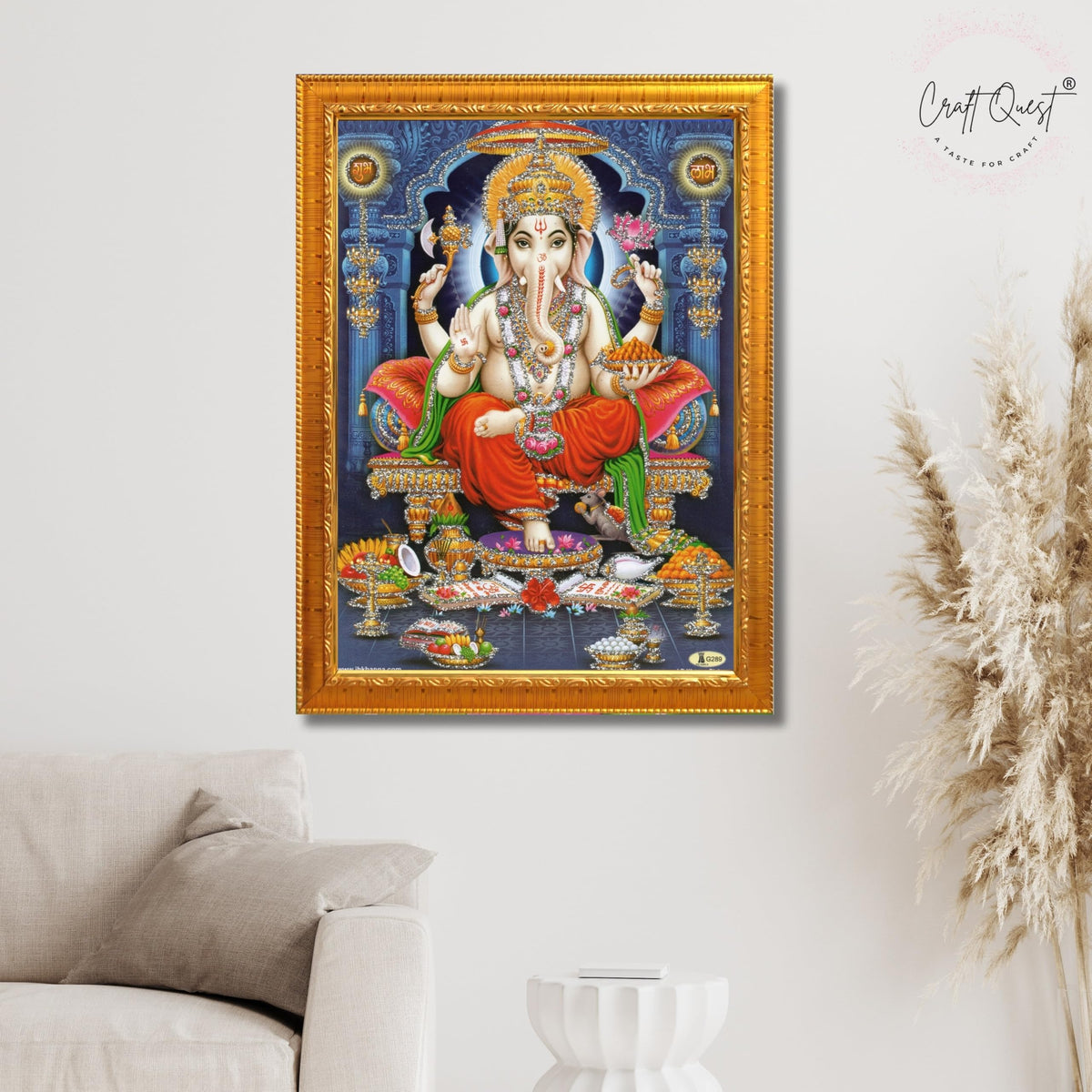 CRAFT QUEST God Ganpati Ganesha Modern Wall Art Painting With Frame For Pooja, Home and Office Decor Item