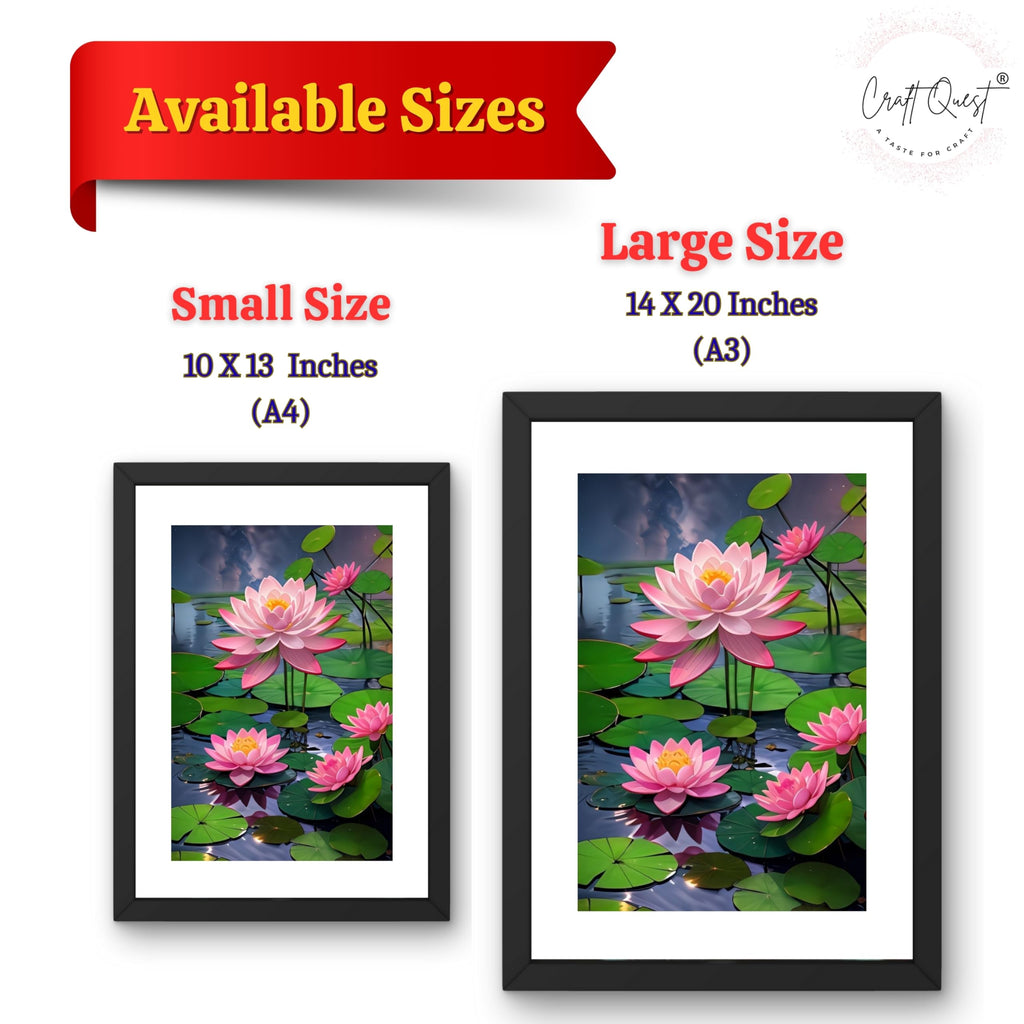 CRAFT QUEST Lotus Photo Frame Wall Vastu,Lotus Flower, Kamal Phool Painting for Vastu | Paintings for Home Decoration, Living room, and Office Décor