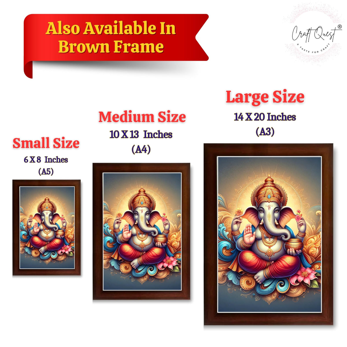 CRAFT QUEST Lord Ganesha Modern Wall Painting With Frame For Home and Office Decor