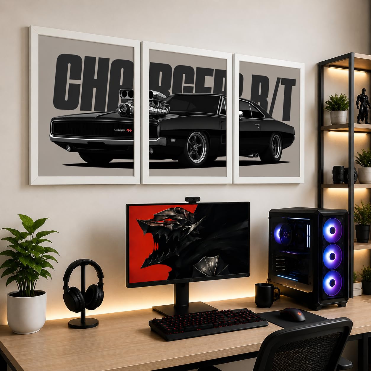 VENUXE ARTS Set Of 3 Big Sports Cars Framed Posters Gift Items for Boys Room Wall Decoration Bedroom Living Room Office Studio Décor | Car Poster Frame for Wall Décor