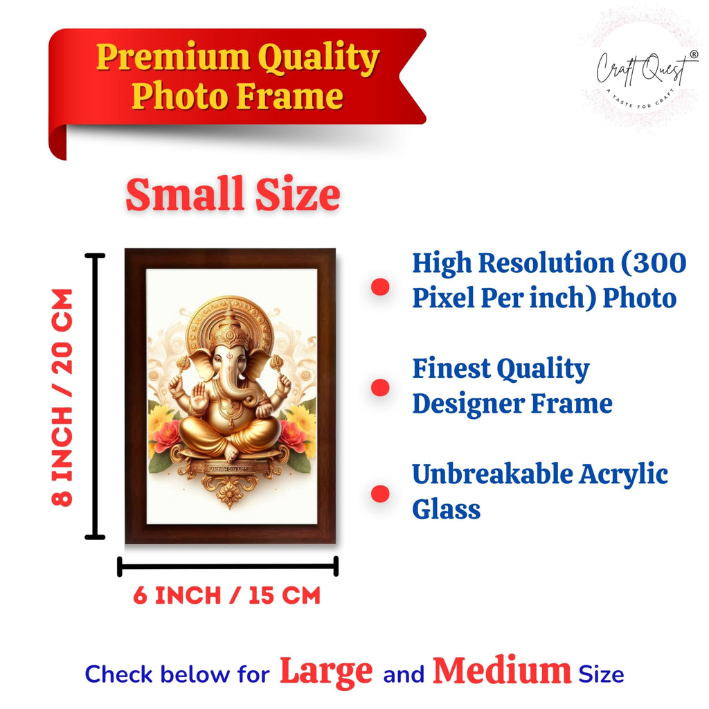 CRAFT QUEST Lord Ganesha Ganpati ji Modern Wall Art Painting With Frame For Pooja, Home and Office Decor,