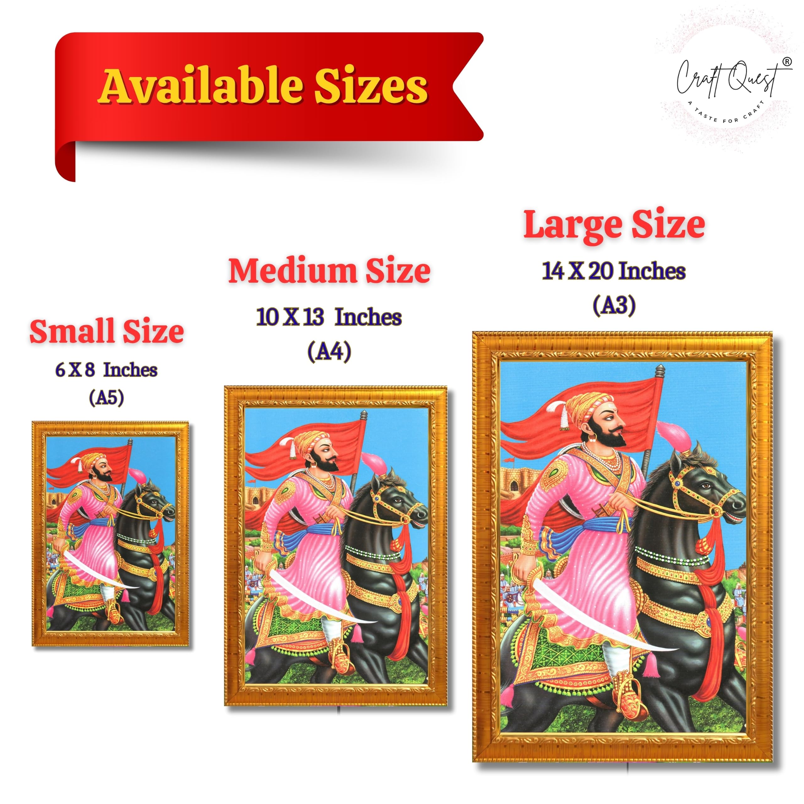 CRAFT QUEST Chattrapati Shivaji Maharaj Wall Painting With Acrylic Sheet | For Living, Pooja Room | Home Decoration Item | Best Gifting Option