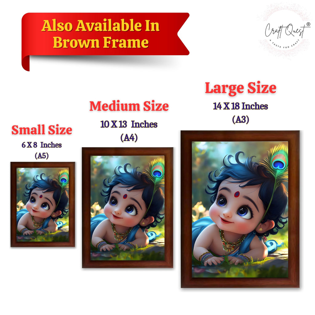 CRAFT QUEST Bal Gopal Painting Kanha Ji Poster | Laddu Lord Makhan Chor | Walls Home Bedroom Living Room Decoration Gift.