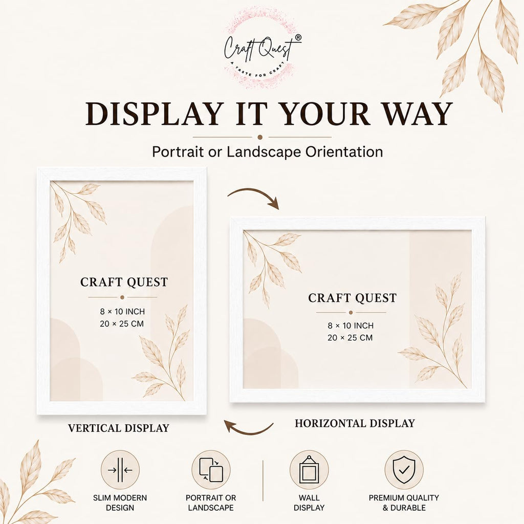 CRAFT QUEST 4X6 Inch Size synthetic Wall Mount Photo frames Single For Home Decoration, Living Room, Office Decoration (Natural, Set of 1)