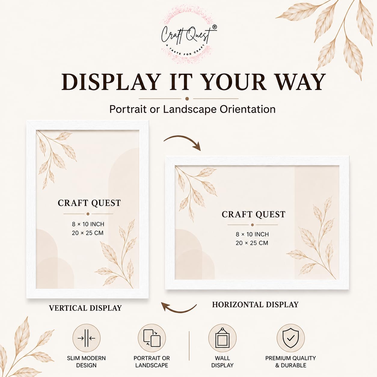 CRAFT QUEST 4X6 Inch Size synthetic Wall Mount Photo frames Single For Home Decoration, Living Room, Office Decoration (Natural, Set of 1)