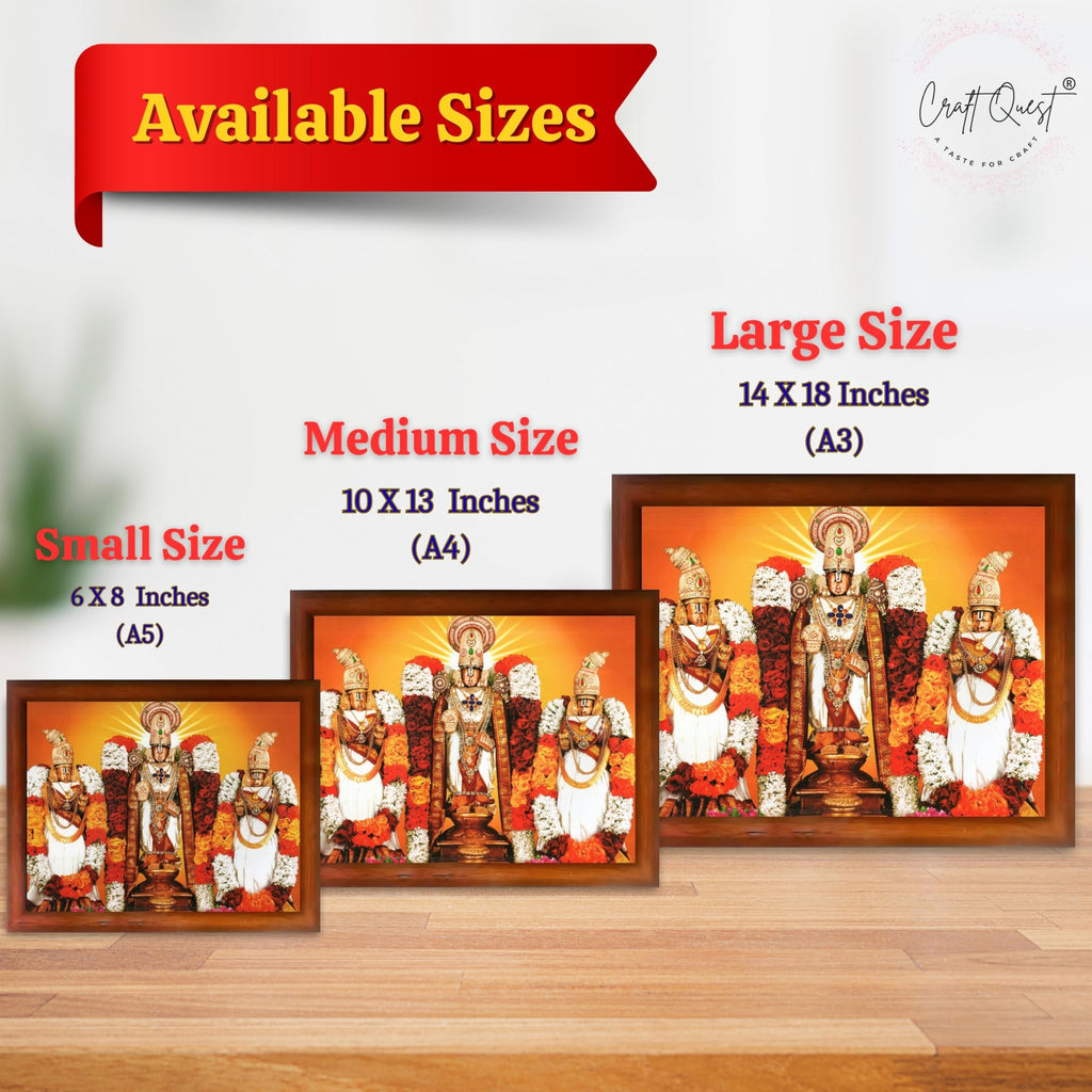 CRAFT QUEST Balaji Lakshmi Padmavati Venkateshwara Swamy Wall Photo Frame For Home, Temple, Pooja, Wall Décor Item