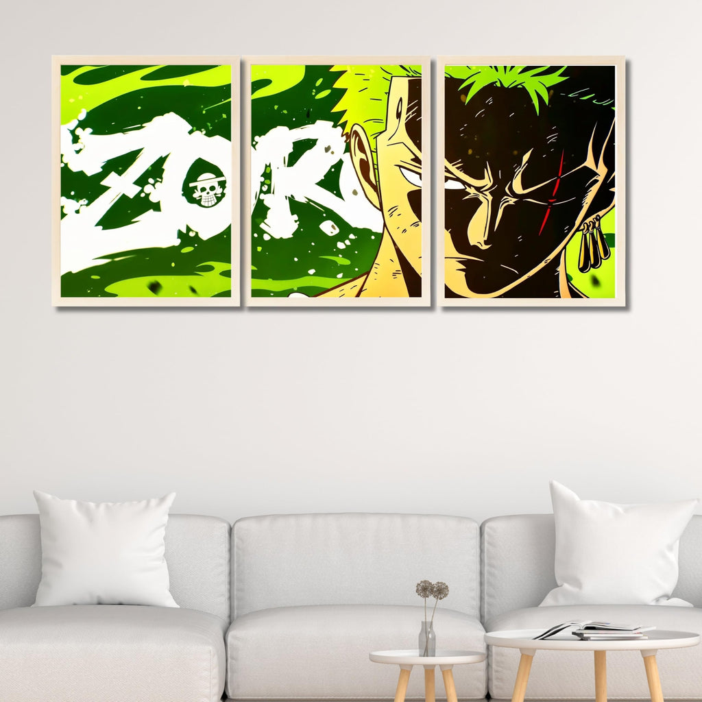 VENUXE ARTS Set Of 3 Anime Characters Wall Framed |Anime Characters Framed Poster for Living Room Bedroom Gaming Room Studio Wall Decor