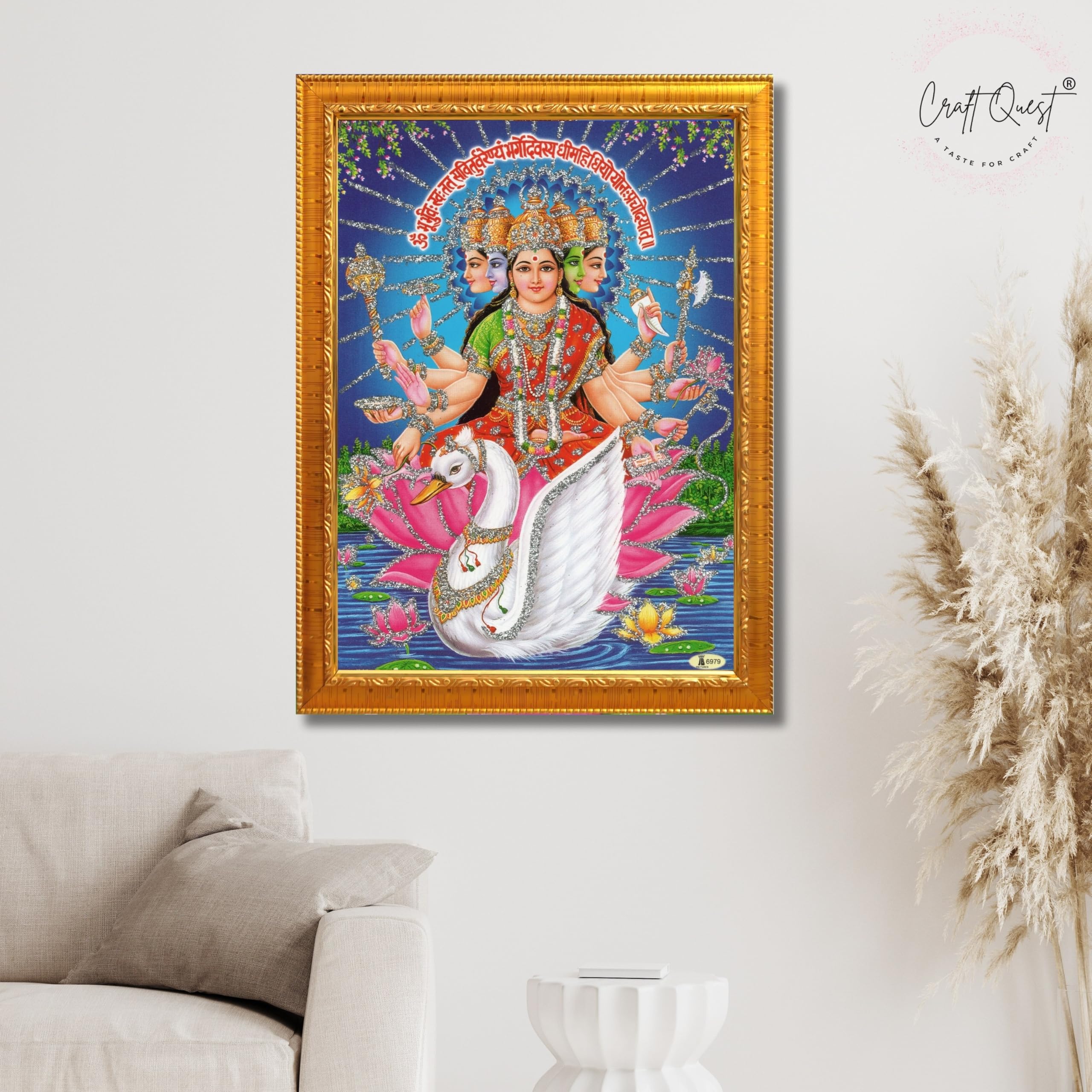 CRAFT QUEST Gayatri Mata Gayatridevi Wall Painting Framed Home Decor Items