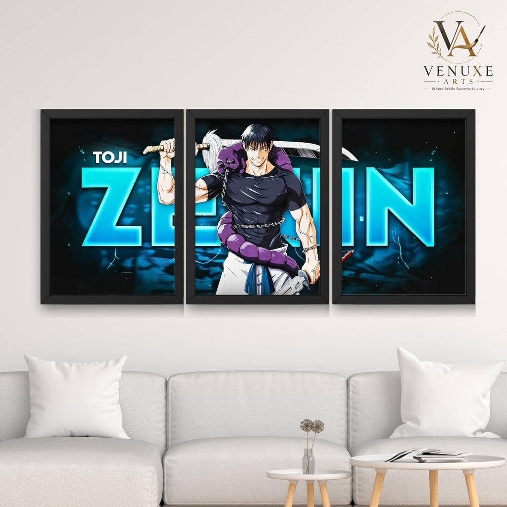VENUXE ARTS Set Of 3 Anime Characters Wall Framed |Anime Characters Framed Poster for Living Room Bedroom Gaming Room Studio Wall Decor