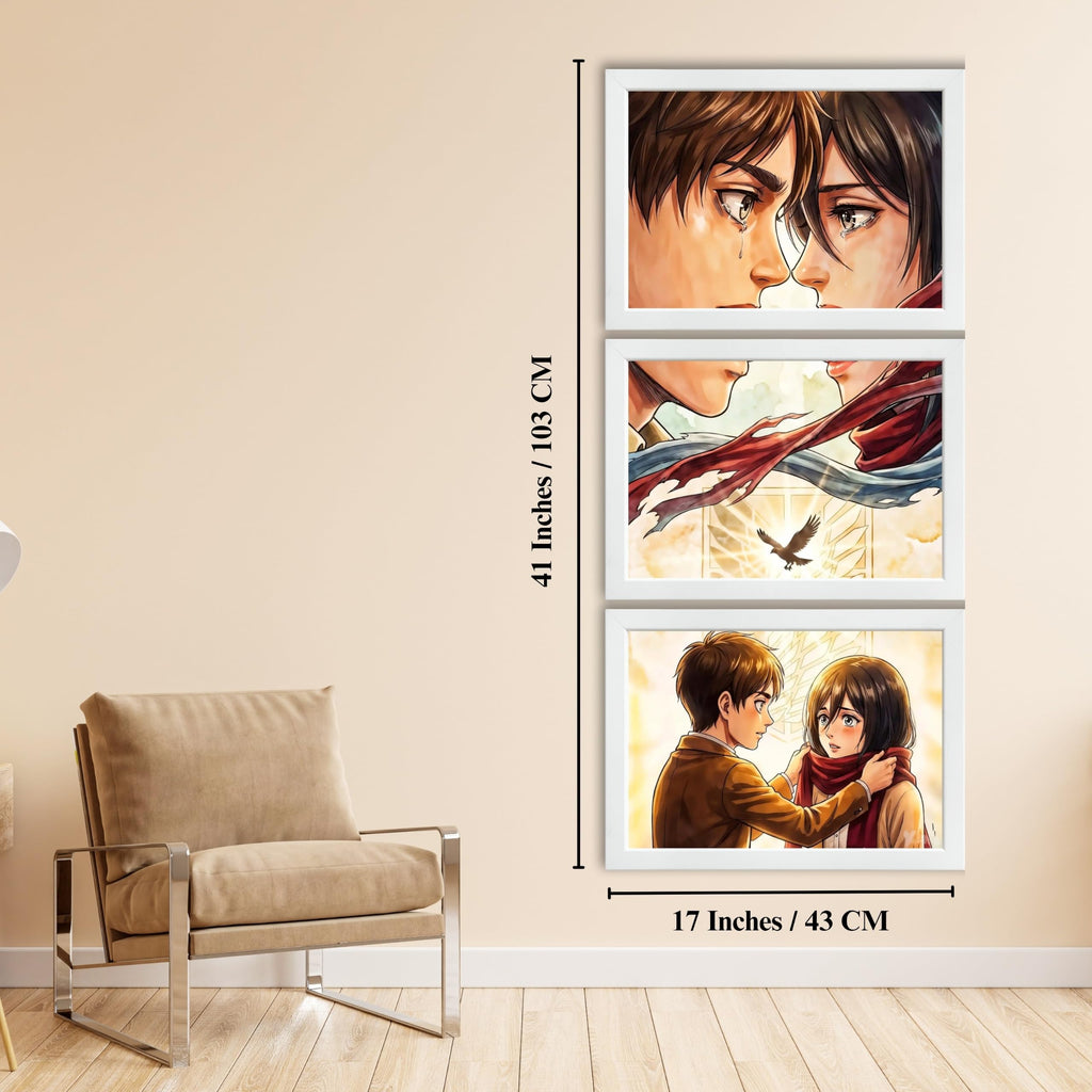 VENUXE ARTS Set Of 3 Anime Characters Wall Framed |Anime Characters Framed Poster for Living Room Bedroom Gaming Room Studio Wall Decor