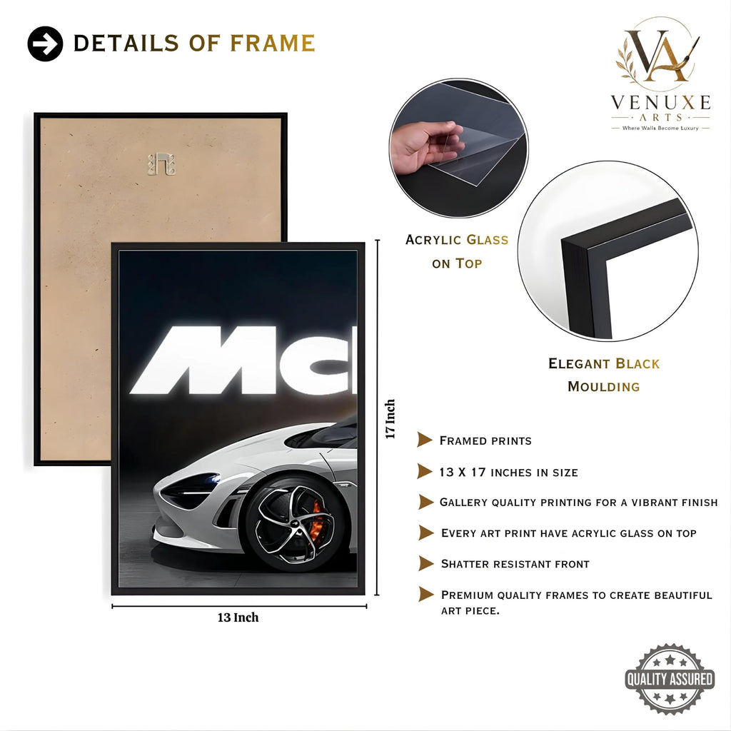 VENUXE ARTS Set Of 3 Big Sports Cars Framed Posters Gift Items for Boys Room Wall Decoration Bedroom Living Room Office Studio Décor | Car Poster Frame for Wall Décor