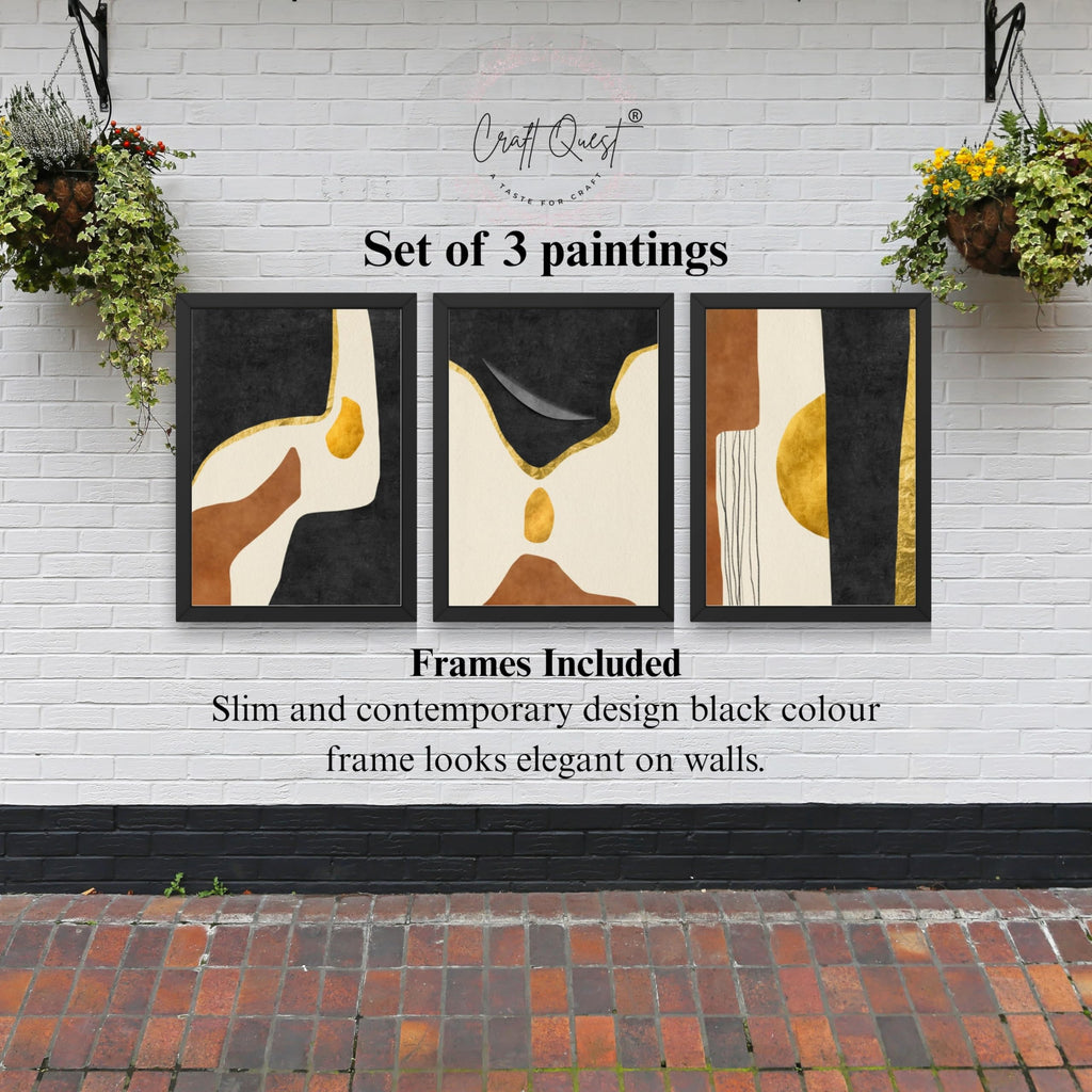 CRAFT QUEST Wall Art Decor Paintings | Set of 3 Abstract Wall Art Frames for Home Decoration | Ideal for Living Room, Bedroom & Office