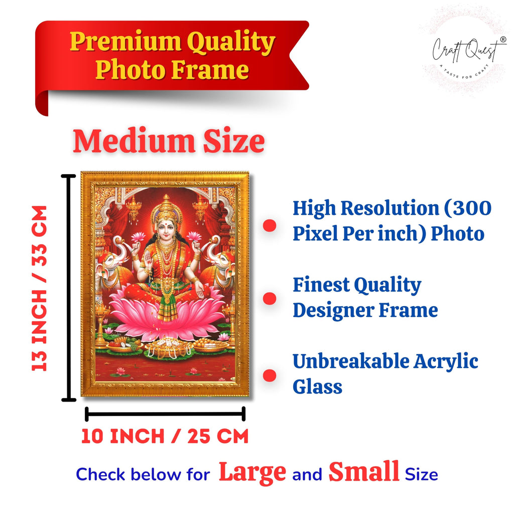 CRAFT QUEST Goddess Lakshmi Devi Dhana Vaibhav Laxmi Maa Wall Painting Frame Home Decor