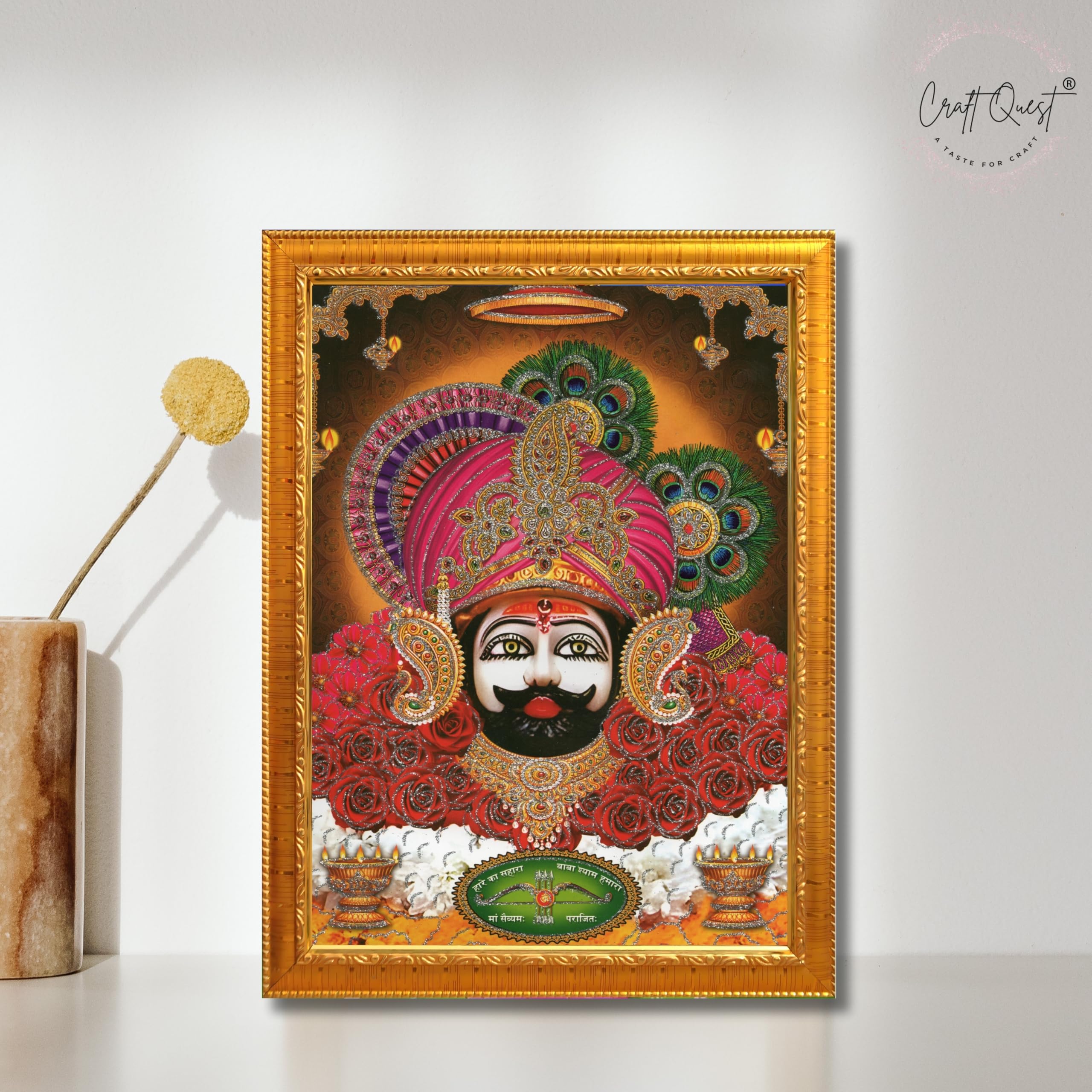 CRAFT QUEST Khatu Shyam Ji | Shyam Baba | Hare Ka Saharaa Khatu Shyam Hamara Photo Frame Wall Painting For Home Decoration And Gifting