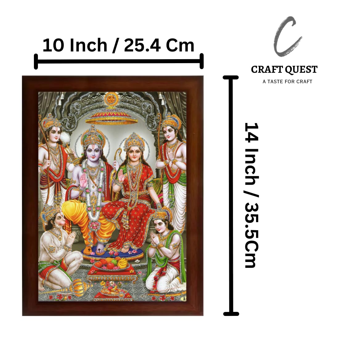 CRAFT QUEST Shree Ram Darbar Sparkle Coated Framed Home Decorative Gift Item Painting (14 X 10 Inches, Multicolour,Religious)