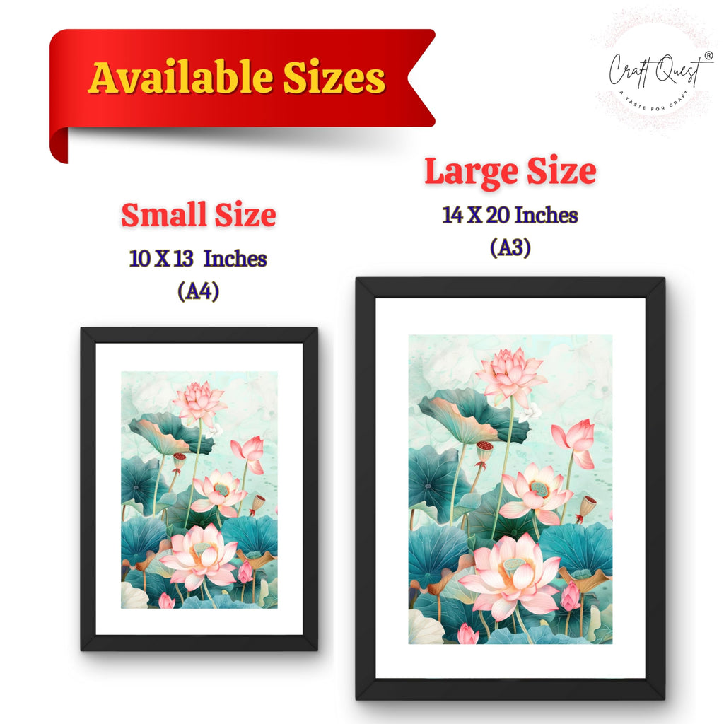 CRAFT QUEST Lotus Photo Frame Wall Vastu,Lotus Flower, Kamal Phool Painting for Vastu | Paintings for Home Decoration, Living room, and Office Décor