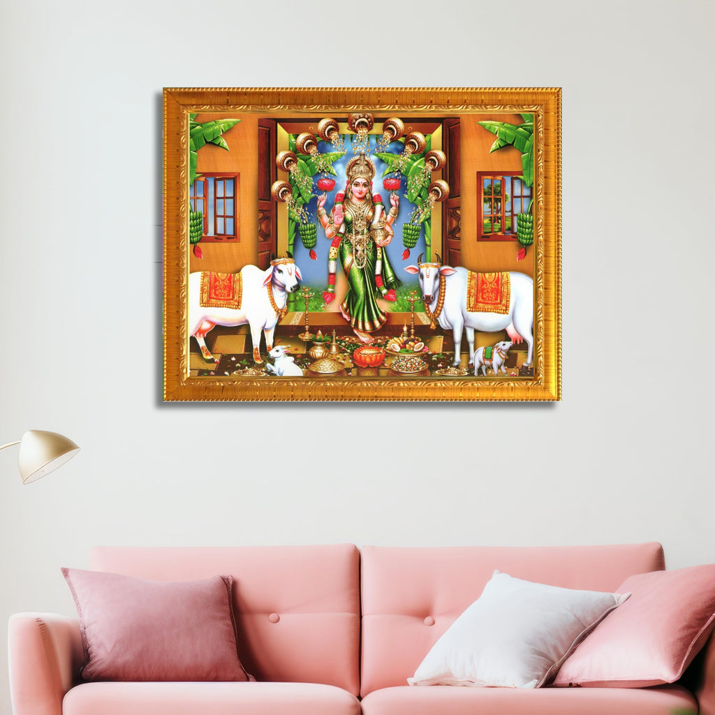 CRAFT QUEST Goddess Lakshmi Mata Wall Painting Photo Framed | Acrylic Glass, Lightweight | Ideal for Home, Office, Temple & Puja Room, Wall Decor