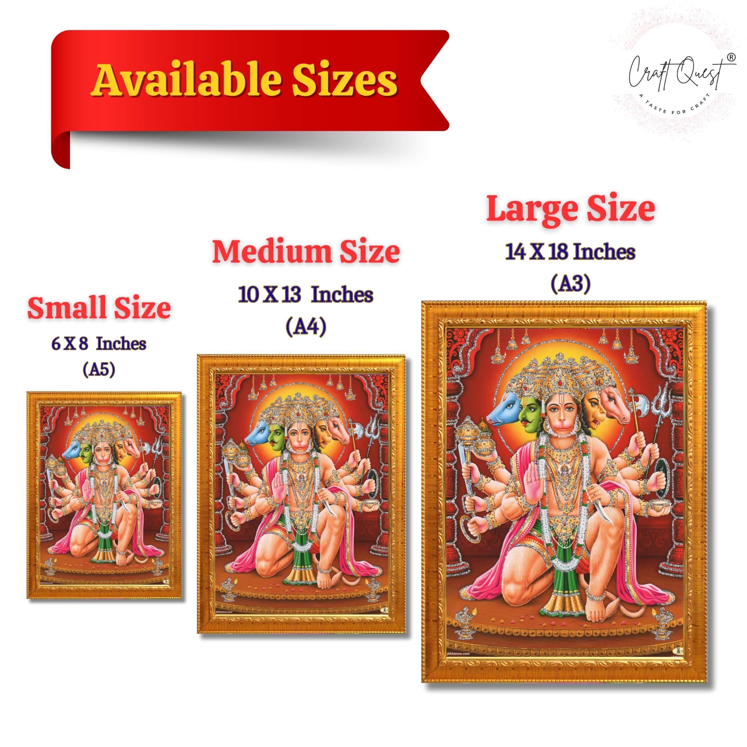CRAFT QUEST Panchmukhi Hanuman JI | Bajrangbali Religious Photo frame home Decorative item synthetic wood