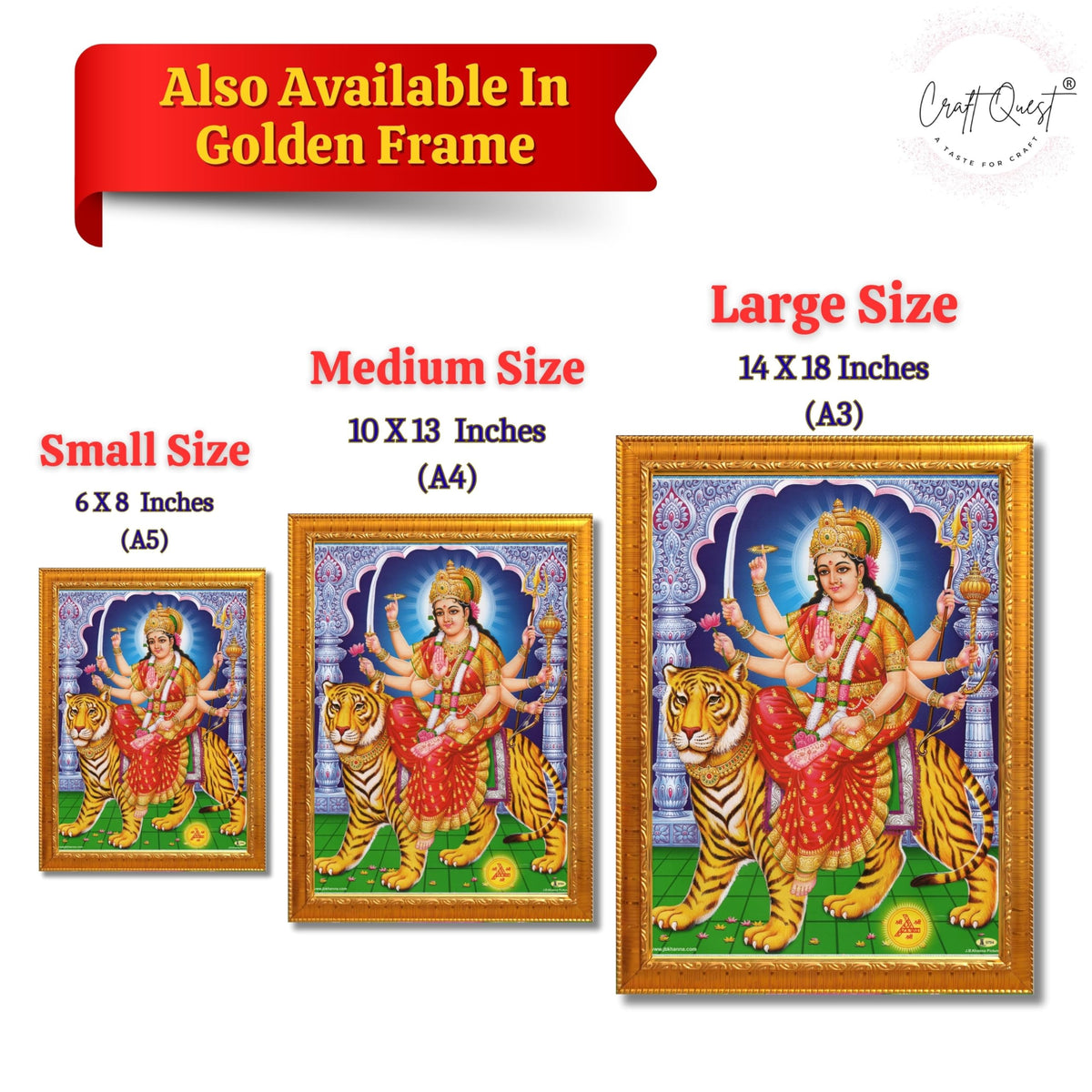 CRAFT QUEST Durga Mata Nav Navdurga Wall Painting Framed Home and Office Decor Items
