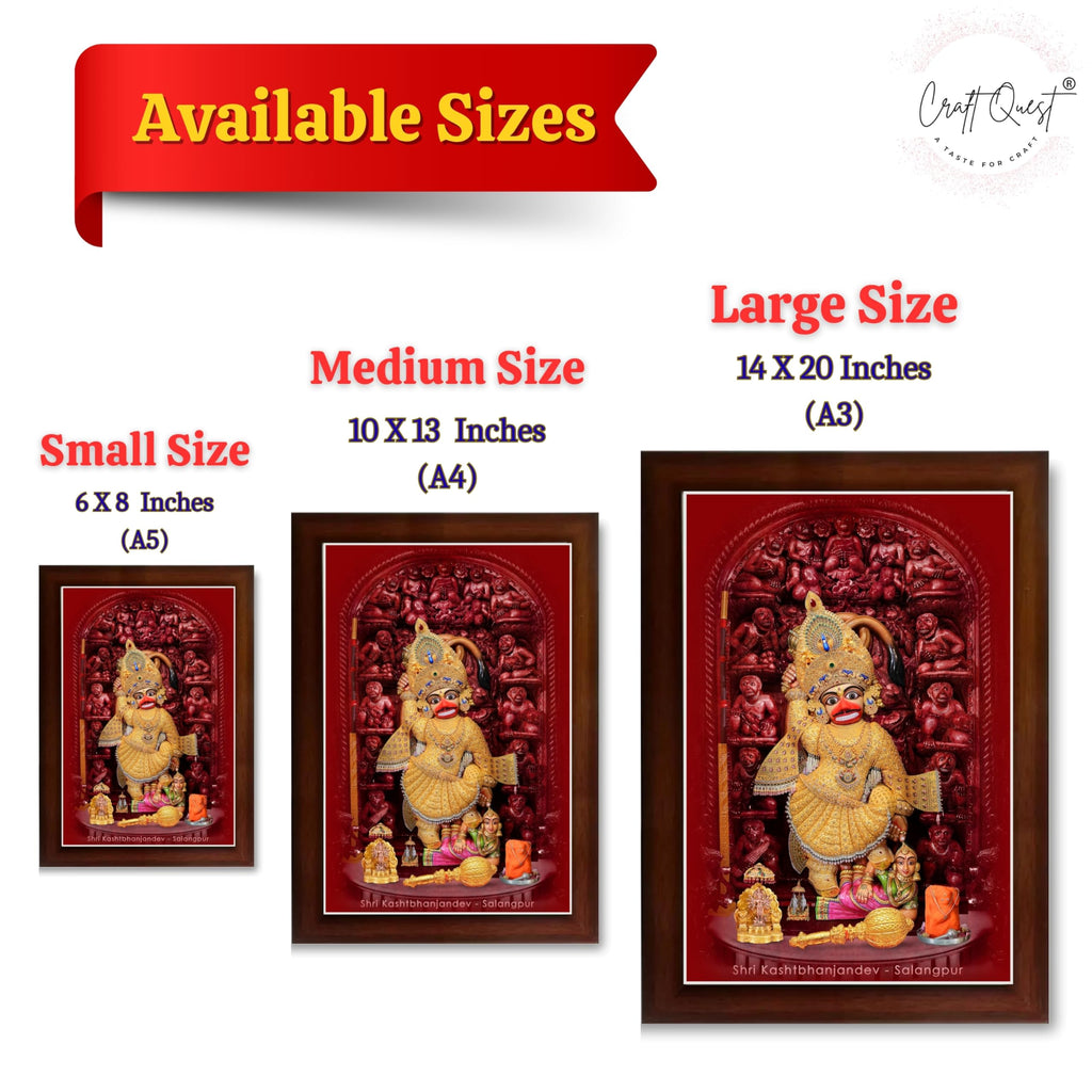 CRAFT QUEST Shree Kashtabhanjan Dev Hanumanji Salangpur Religious Photo Frame Synthetic, Wall hangings