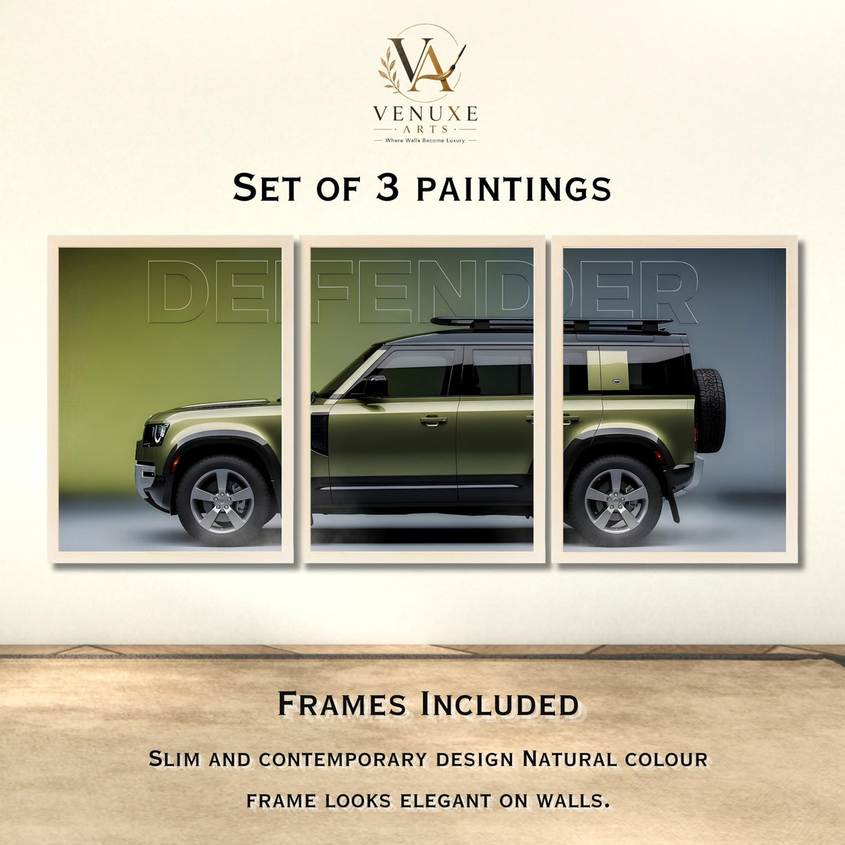 VENUXE ARTS Set Of 3 Big Sports Cars Framed Posters Gift Items for Boys Room Wall Decoration Bedroom, Living Room, Office, Studio Décor | Car Poster Frame for Wall Décor