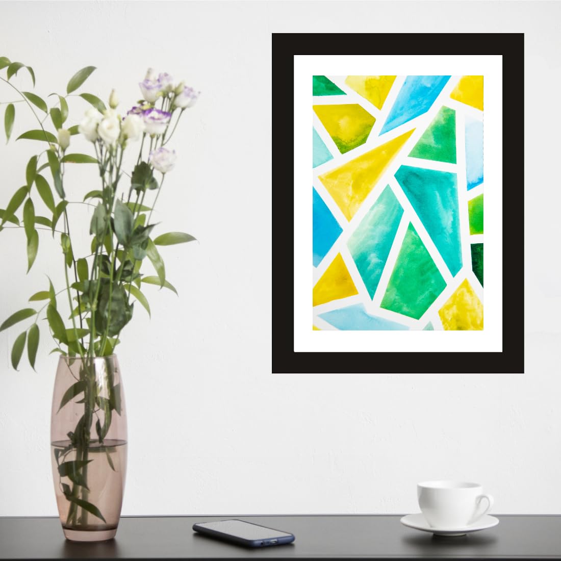 CRAFT QUEST Abstract Digital Modern Art Painting Poster Frame for Home & Office Wall Decoration - Portrait, Wall Display (Black, 14x10 Inch Frame with Art Print)