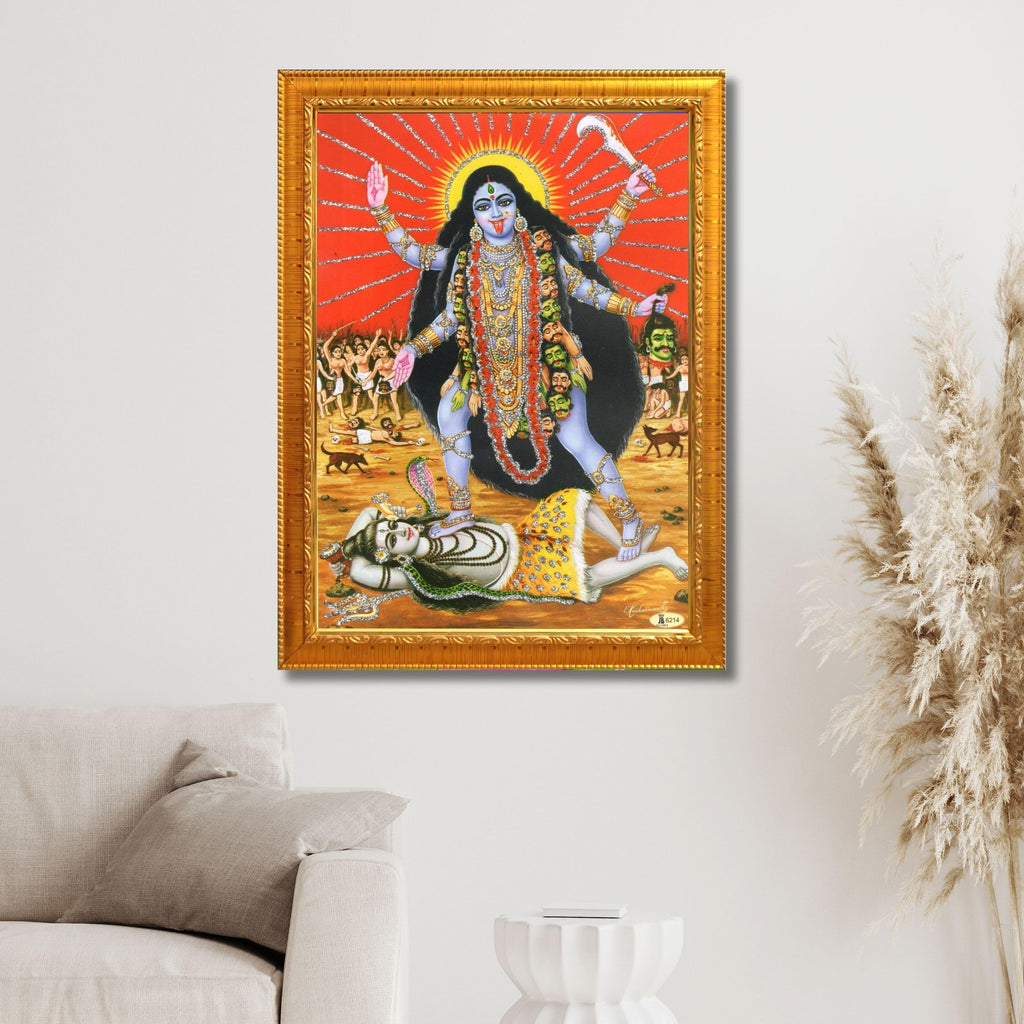 CRAFT QUEST Kali Mata photo with frame, God Religious Framed With Acrylic Glass