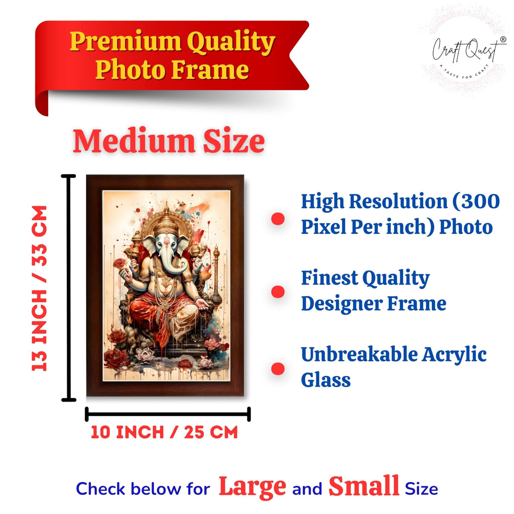 CRAFT QUEST Lord Ganesh Ganpati ji Hanging Wall Painting Framed For Home Décor