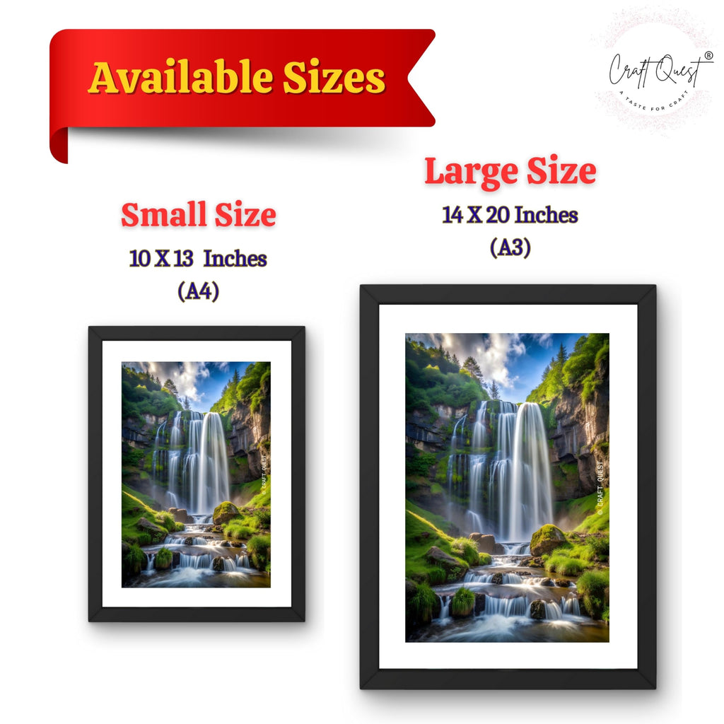 CRAFT QUEST Vastu Waterfall Landscape Scenery Photo Frame With Acrylic Sheet | Living Room, Bedroom | Home Decoration | Best Gifting Option