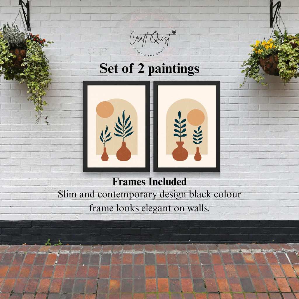 CRAFT QUEST 2 Piece Set of Wall Art poster Frame Painting for Wall Decoration With Acrylic Glass, living room, Home, Restraunt, Office