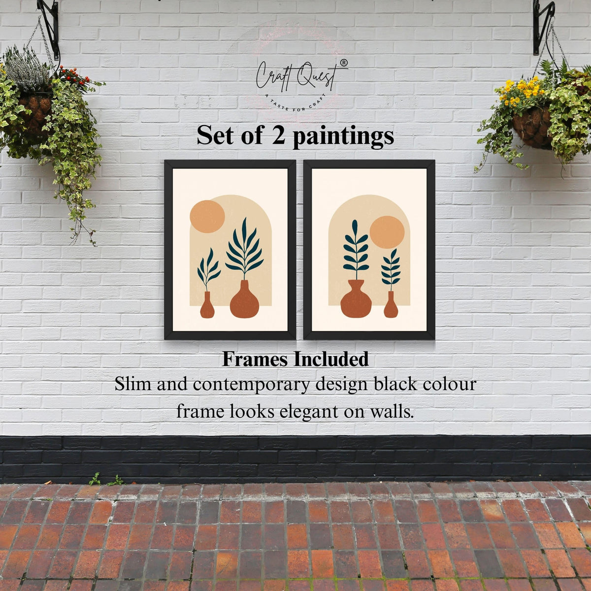 CRAFT QUEST 2 Piece Set of Wall Art poster Frame Painting for Wall Decoration With Acrylic Glass, living room, Home, Restraunt, Office