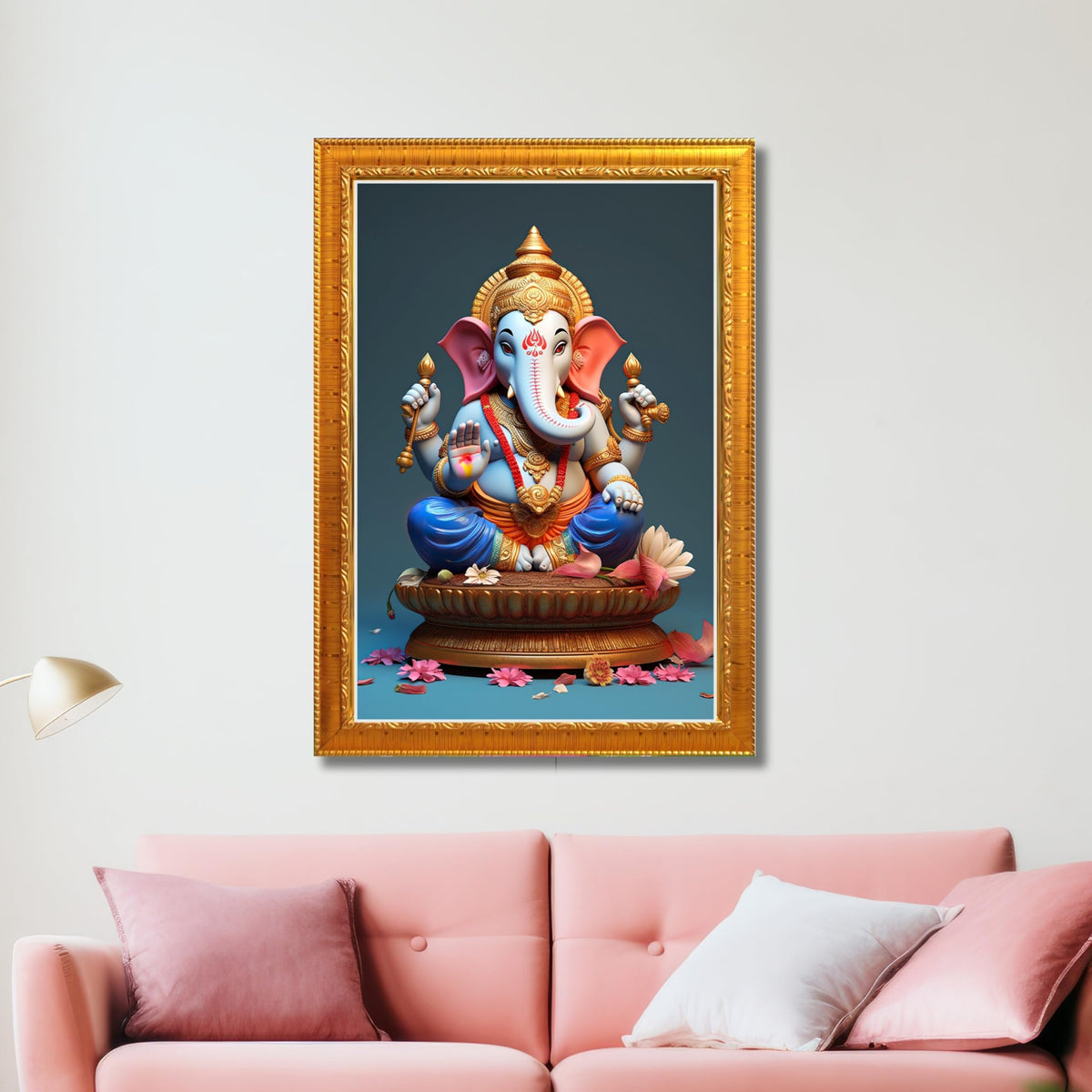 CRAFT QUEST Lord Ganesha Abstract Modern Wall Painting With Frame For Home and Office Décor