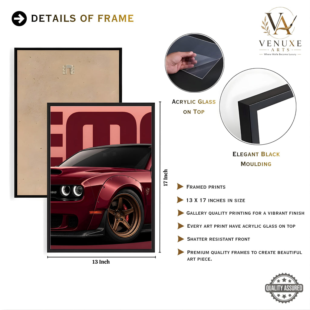 VENUXE ARTS Set Of 3 Big Sports Cars Framed Posters Gift Items for Boys Room Wall Decoration Bedroom Living Room Office Studio Décor | Car Poster Frame for Wall Décor