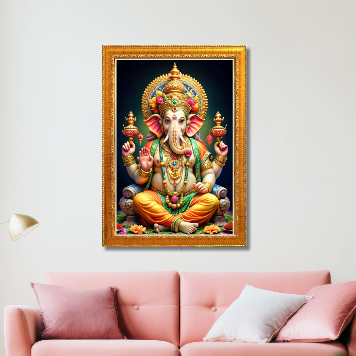 CRAFT QUEST God Ganesh Ganpati ji Ganesha Art Framed Painting Ready to Hang and Wall Decor