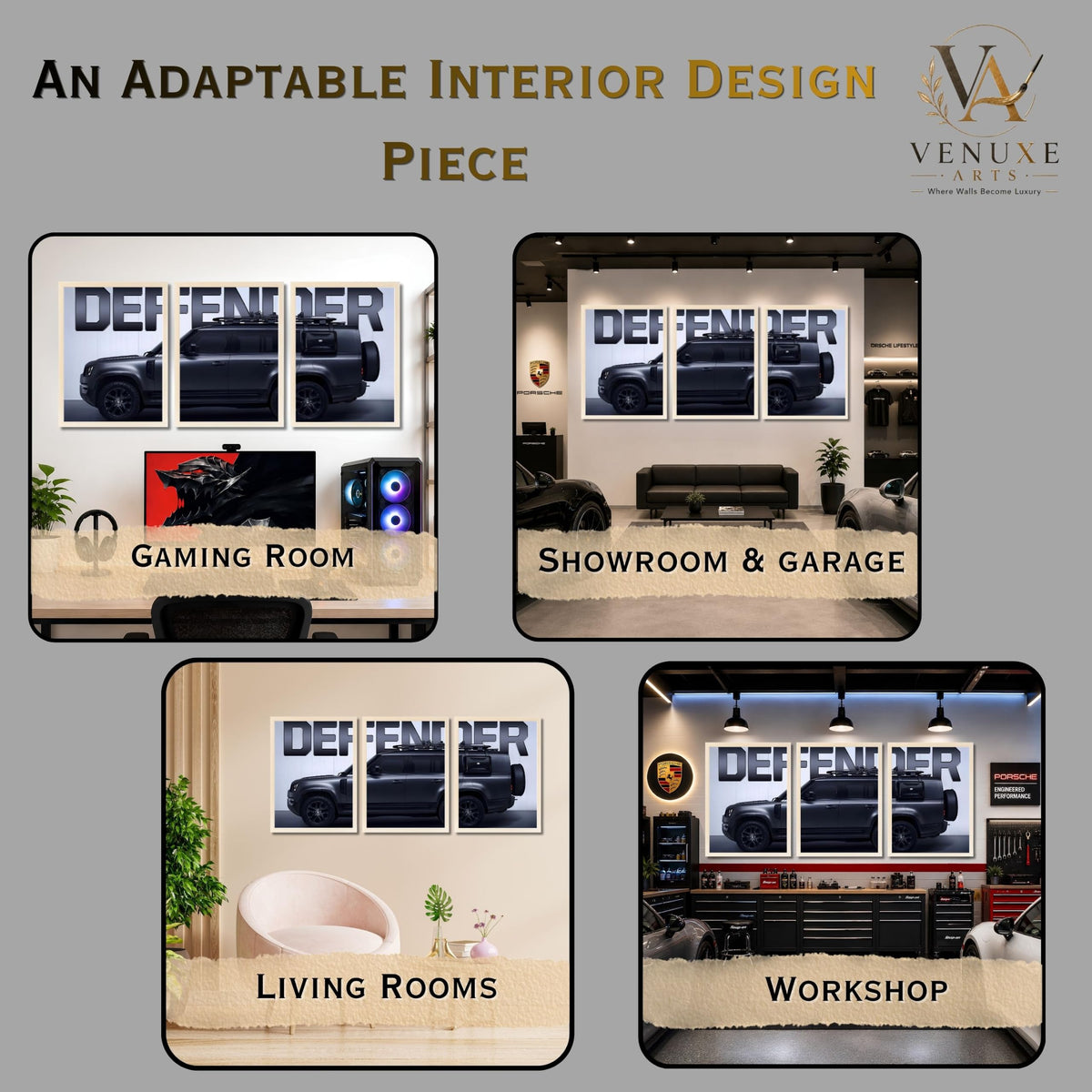 VENUXE ARTS Set Of 3 Big Sports Cars Framed Posters Gift Items for Boys Room Wall Decoration Bedroom Living Room Office Studio Décor | Car Poster Frame for Wall Décor