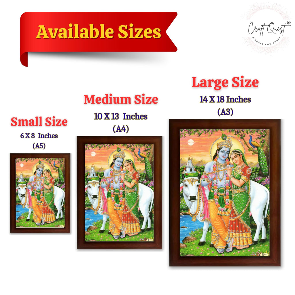 CRAFT QUEST Radha Krishna Photo Frame Radhe Radhakrishna Wall Painting Framed Home Décor
