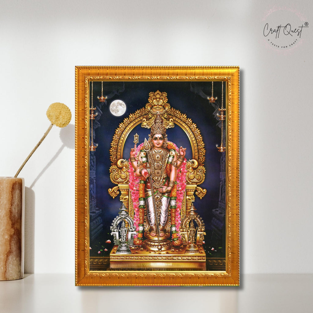 CRAFT QUEST Lord Murugan Subramanya Swamy Wall Photo Frame | South God Picture Frame for Home, Office, Temple & Gifting