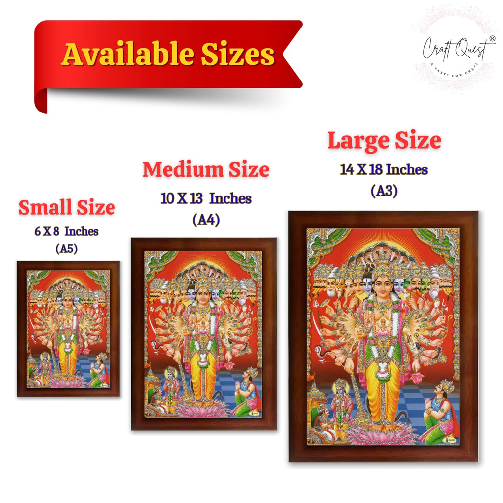 CRAFT QUEST Lord Vishnu Lakshmi Devi Laxmi Narayan Ji Wall Painting Framed Home and Pooja Room Décor