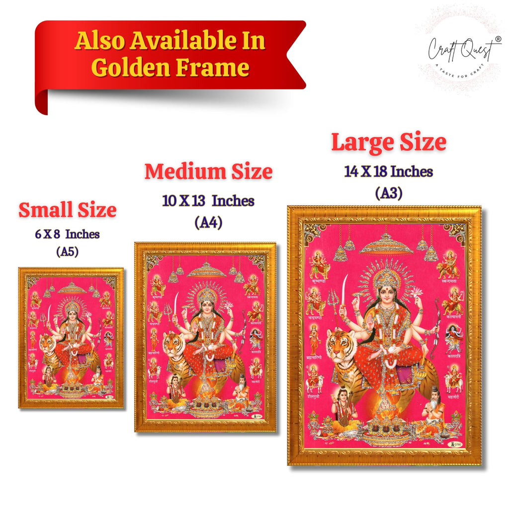 CRAFT QUEST Durga Maa Mata Goddess Nav Navadurga Navdurga Wall Painting Framed Home Décor
