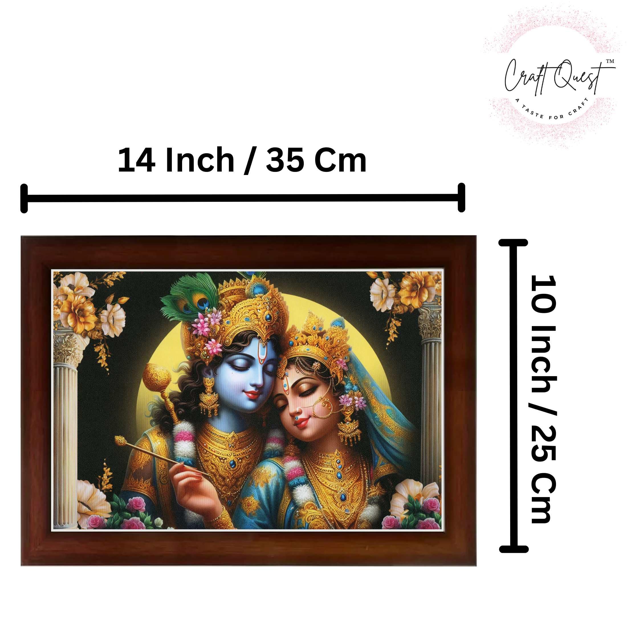 CRAFT QUEST Radha Krishna Art Photo Framed Painting for Home and Bedroom Wall Decoration of Size 14X10 Inches with Frame And Acrylic Glass RK207