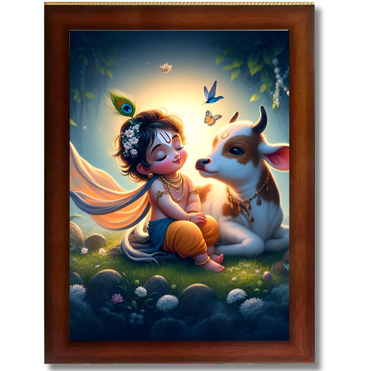 CRAFT QUEST Cute Bal Gopal HD Print | Premium Transparent Frame for Home Temple, Office Desk, Car Dashboard
