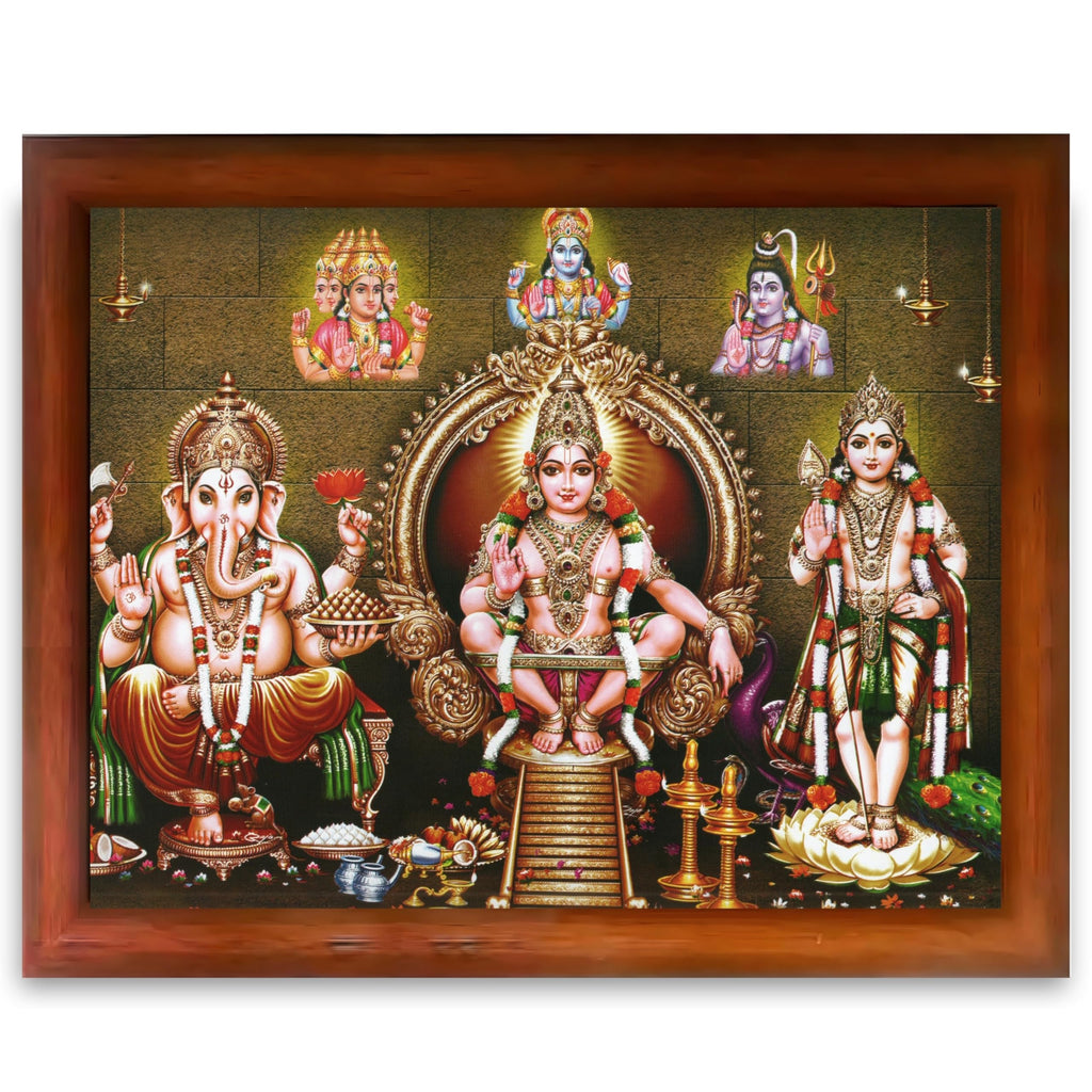 CRAFT QUEST Lord Swami Ayyappa Swamy Ayyappan Iyyappan South photo Frame For Wall Painting,Mandir, Pooja, Home Décor Items