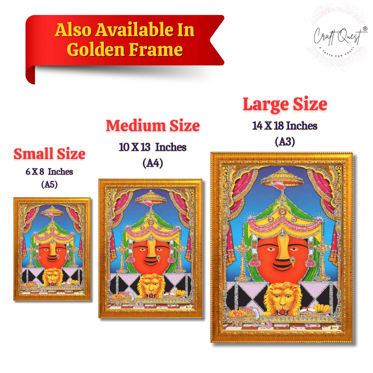 CRAFT QUEST Renuka mata Wooden Photo Frame With Acrylic Sheet For Worship/Pooja