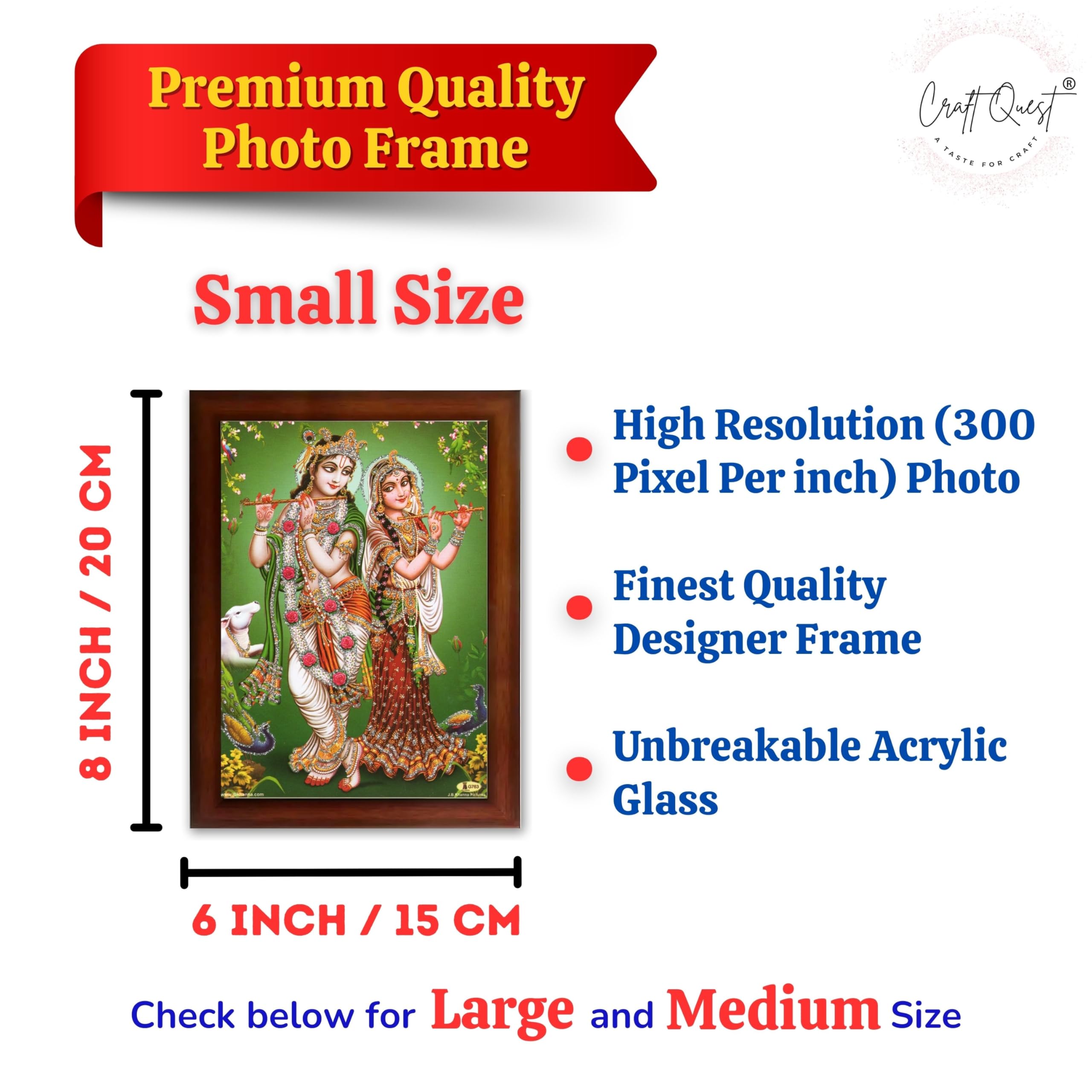 CRAFT QUEST Lord Radha Krishna Photo Frame Wall Painting Framed Home and room Décor