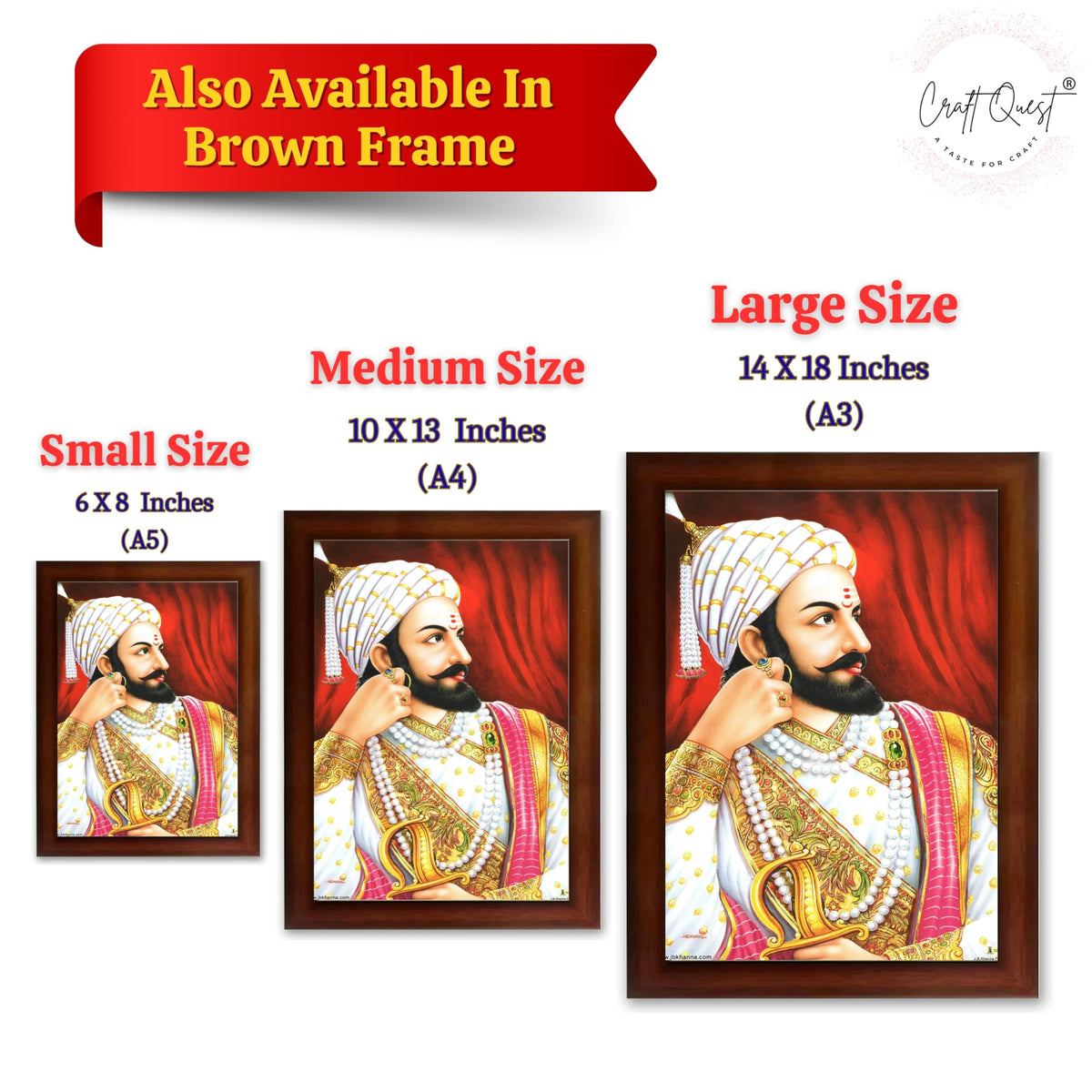 CRAFT QUEST Shivaji Chhatrapati Maharaj Wall Photo Frame | For Living, Pooja Room | Home Decoration Item | Best Gifting Option