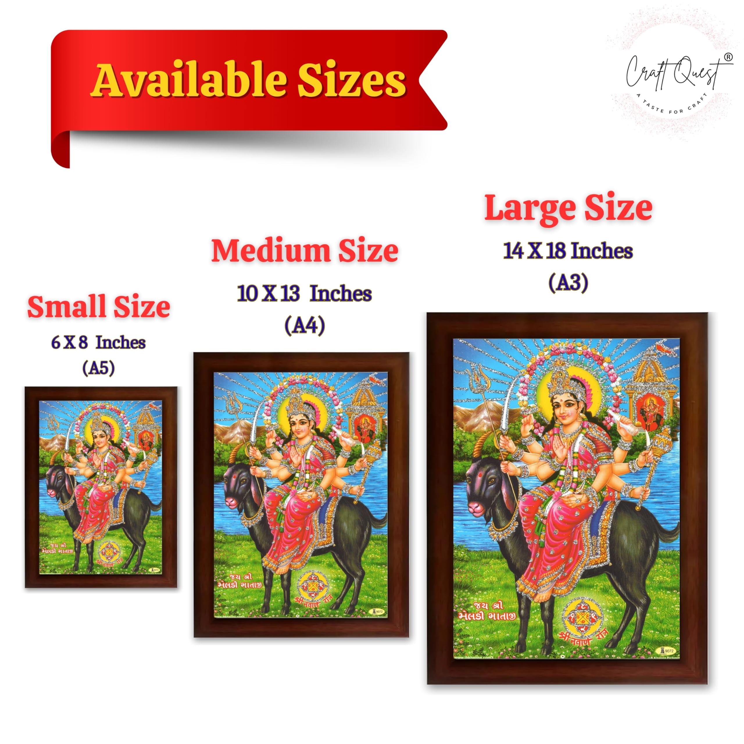 CRAFT QUEST Meldi Maa Meldima Mata Ji Devi Mataji Ma Wall Painting Framed Home Decor