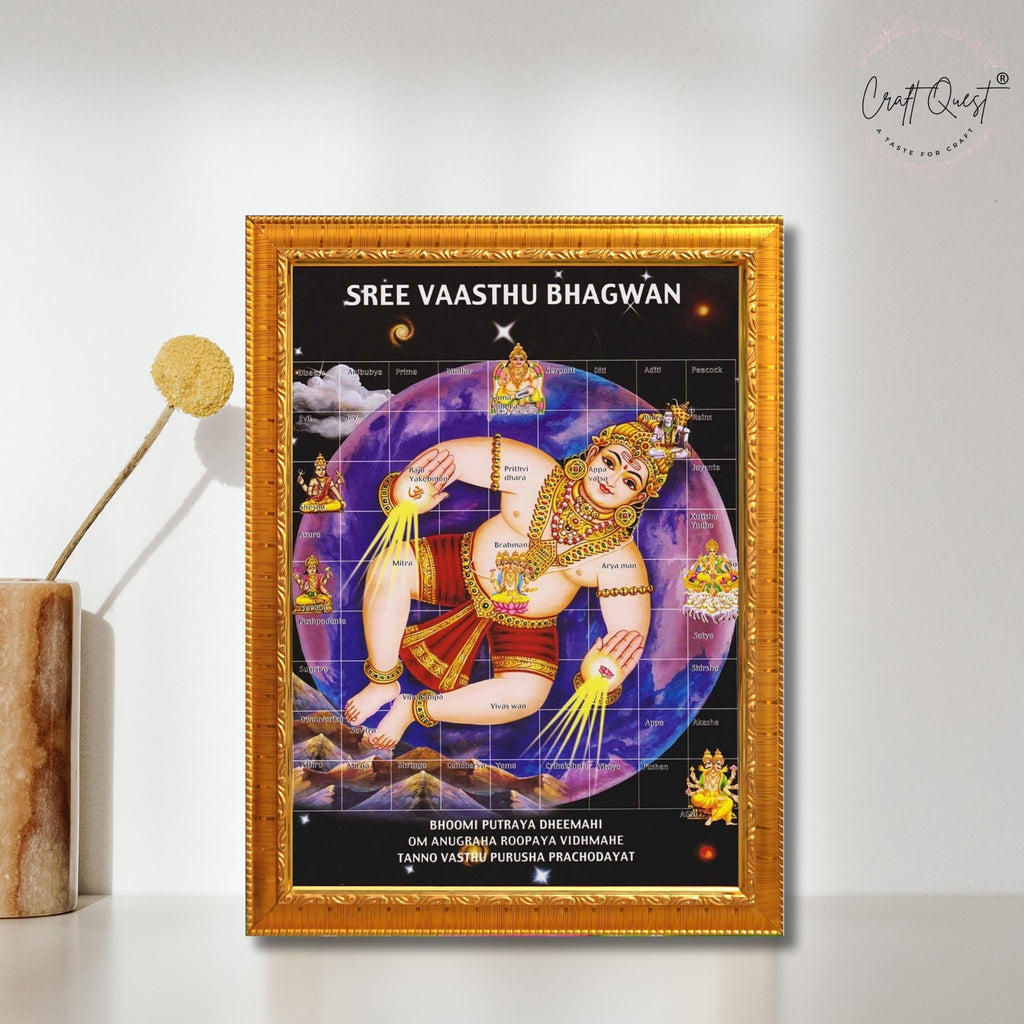 CRAFT QUEST Bhagwan Vastu Purush Bhagavan Vasthu Purusha Wall Painting Photo Framed Home Décor Best Gifting Item