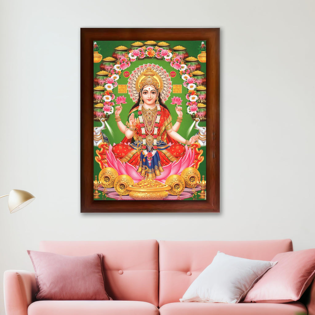 CRAFT QUEST Goddess Lakshmi Devi Dhana Vaibhav Laxmi Maa Wall Painting Frame Home Decor