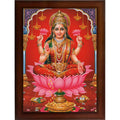 CRAFT QUEST Goddess Lakshmi Devi Dhana Vaibhav Laxmi Maa Wall Painting Frame Home Decor (Synthetic, Matte Finish, Brown, Medium Size, 14 X 10 Inch)