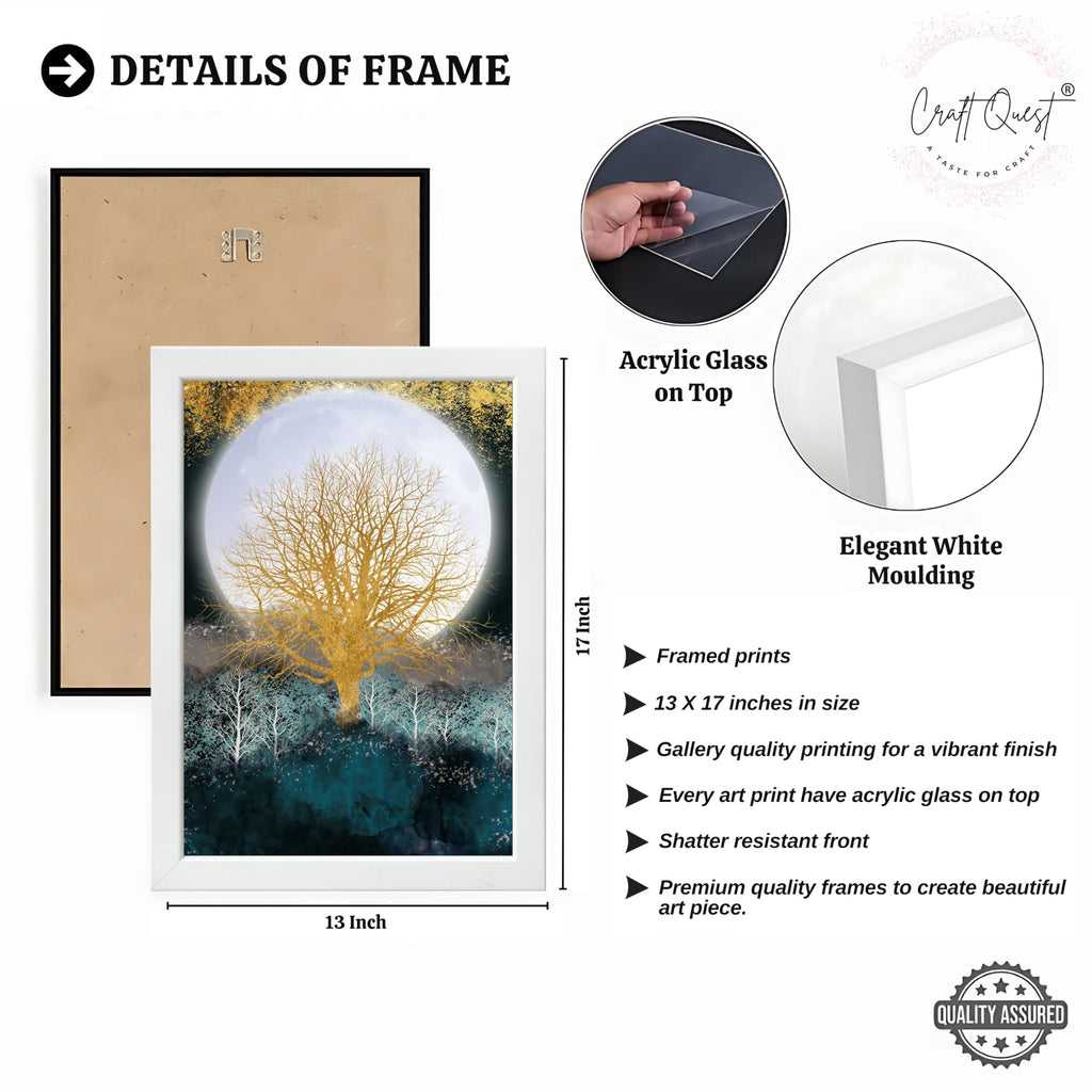 CRAFT QUEST Modern Art Christmas Trees & Mountains Landscape Wall Art | Set of 3 Frames for Home Decoration | Ideal for Living Room, Bedroom & Offices